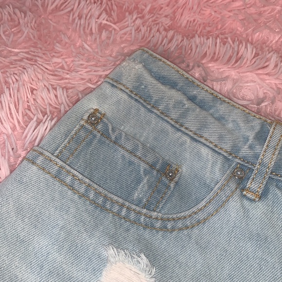 Forever 21 Light Blue Distressed Denim Skirt - Picture 6 of 15
